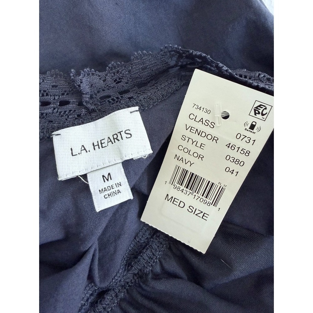 Pacsun Milkmaid Lace Trim Top Medium Navy Coquette Cottagecore Cotton Fairy - Picture 9 of 11